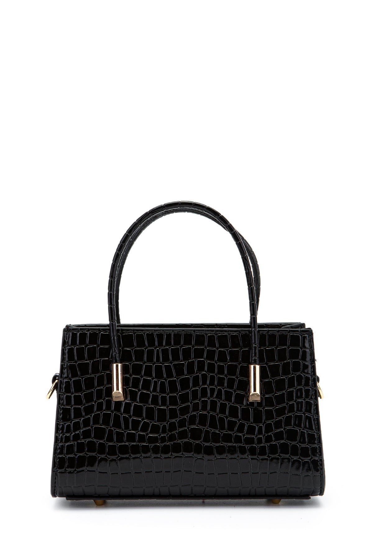 Gold Detay Sabit Askılı Kadın Çapraz Çanta Siena Siyah Croco