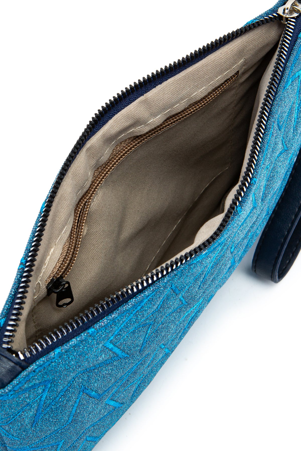 Dikişli Clutch Star Kadın Yıldız Çapraz Çanta Simli Mavi