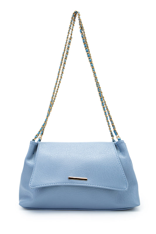 Kapaklı Zarif Tasarım Sarrah Kadın Omuz Çanta Mavi