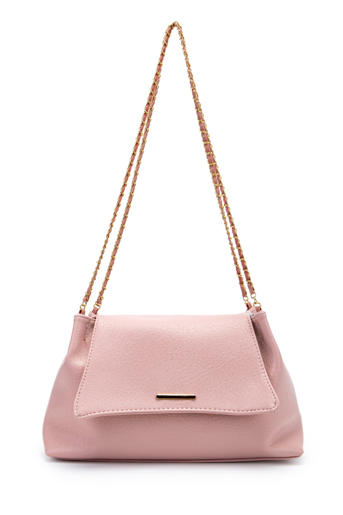 Kapaklı Zarif Tasarım Sarrah Kadın Omuz Çanta Pudra