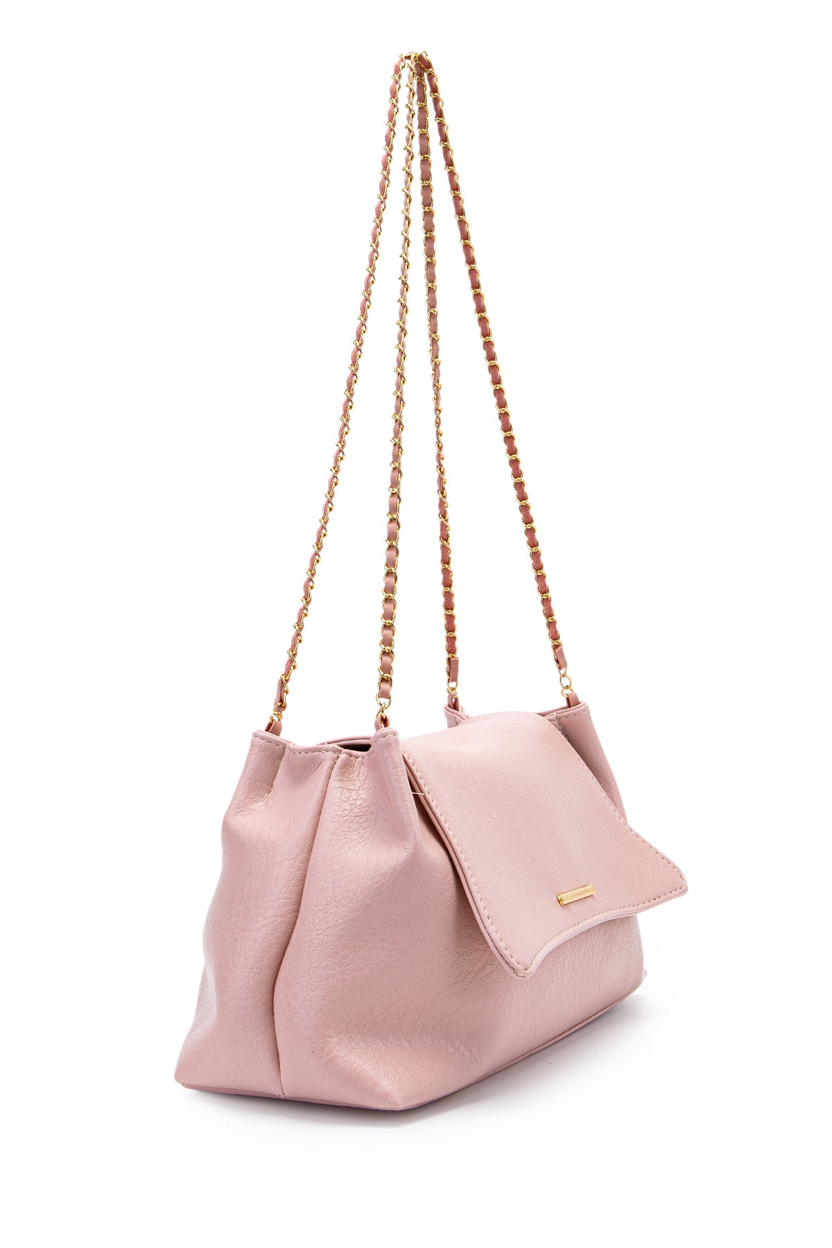 Kapaklı Zarif Tasarım Sarrah Kadın Omuz Çanta Pudra