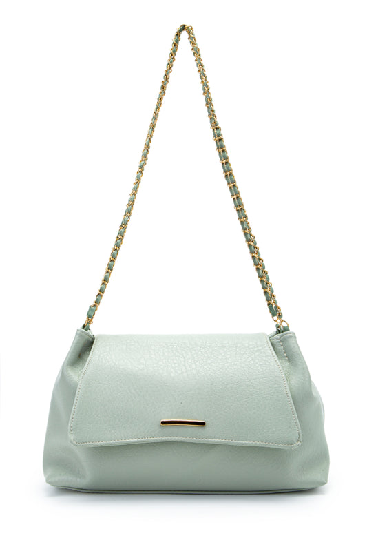 Kapaklı Zarif Tasarım Sarrah Kadın Omuz Çanta Mint Yeşil