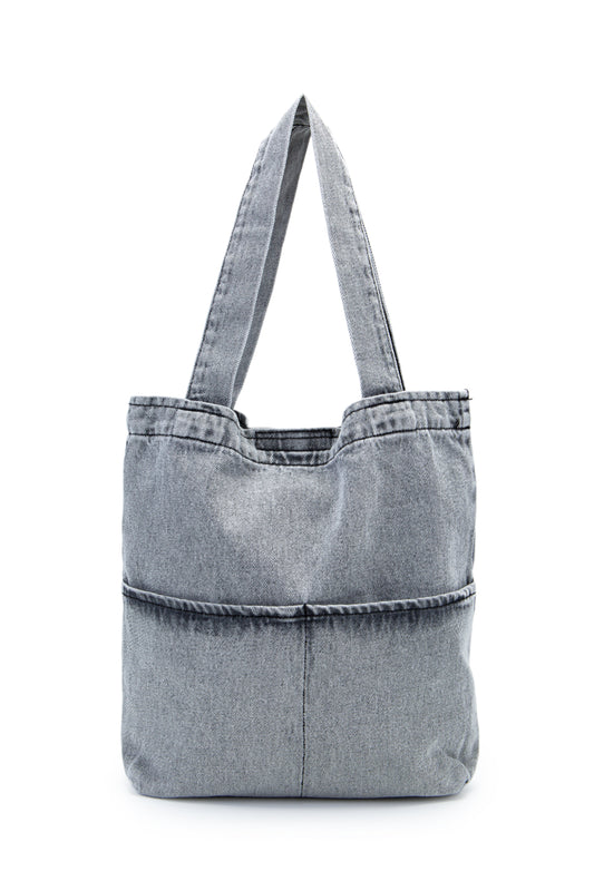 Çift Cepli Kot Kadın Kol Çanta Edgar Gri