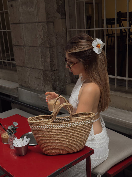 Kova Şekil Plaj Kadın Kol Çanta Knit Hasır