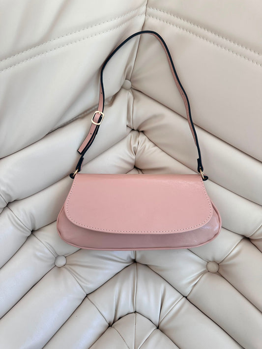 Kapak Detaylı Mini Baget Kadın Kol Çanta Betty Pudra