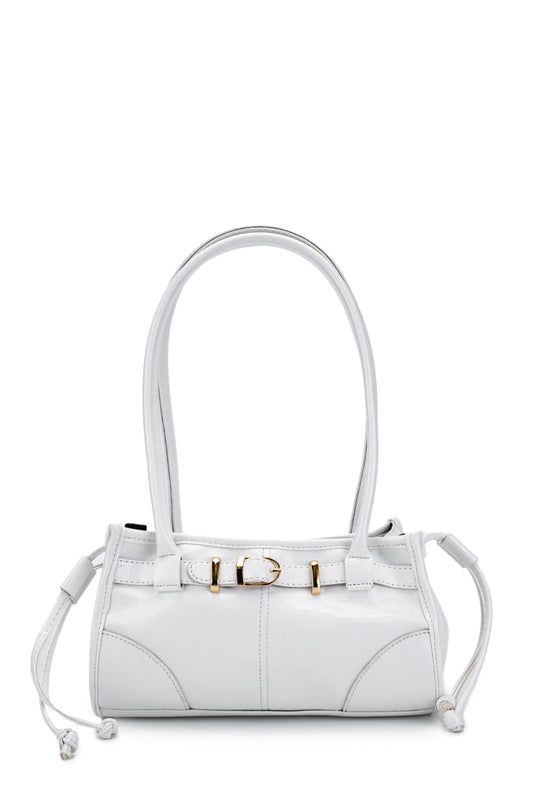 Kemer Detaylı Suni Kılçıllı Deri Kadın Kol Çanta Girls Beyaz