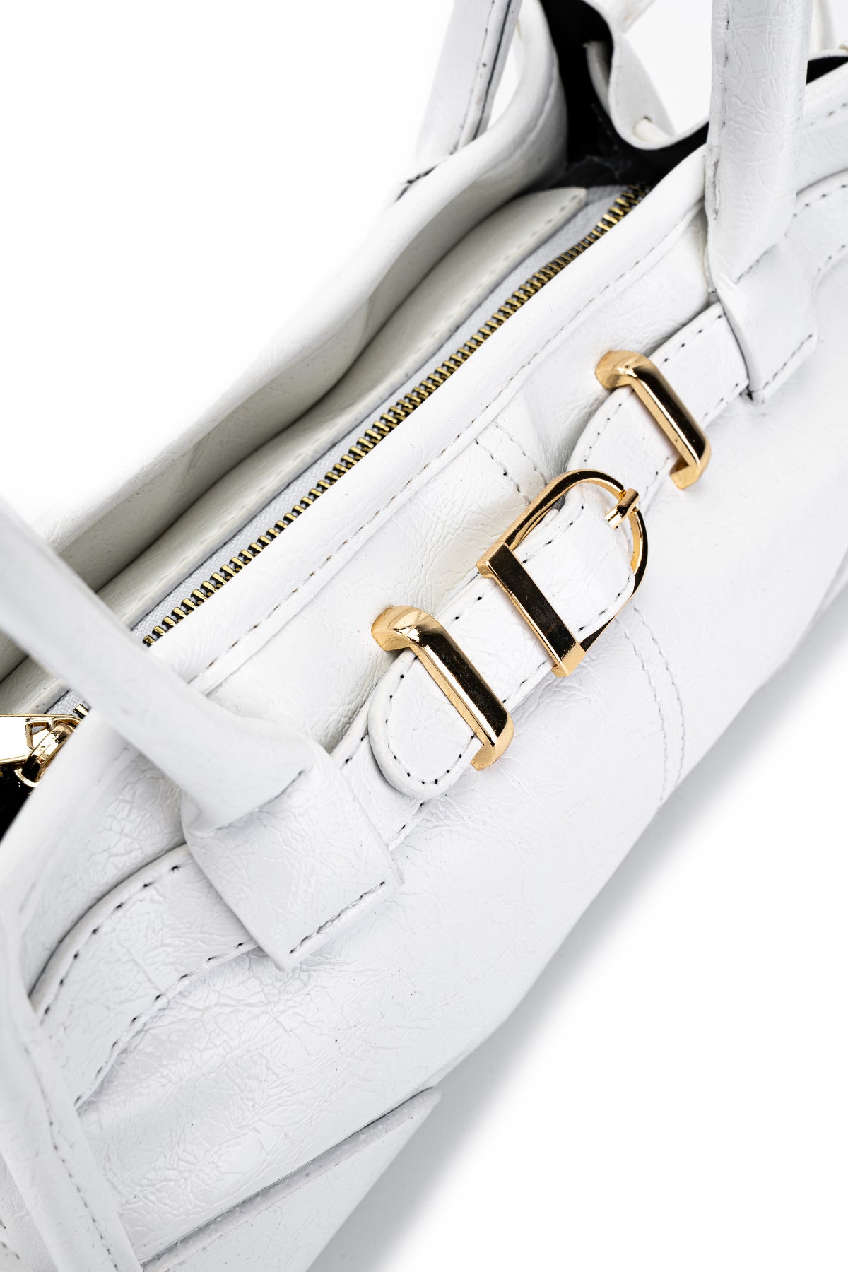 Kemer Detaylı Suni Kılçıllı Deri Kadın Kol Çanta Girls Beyaz