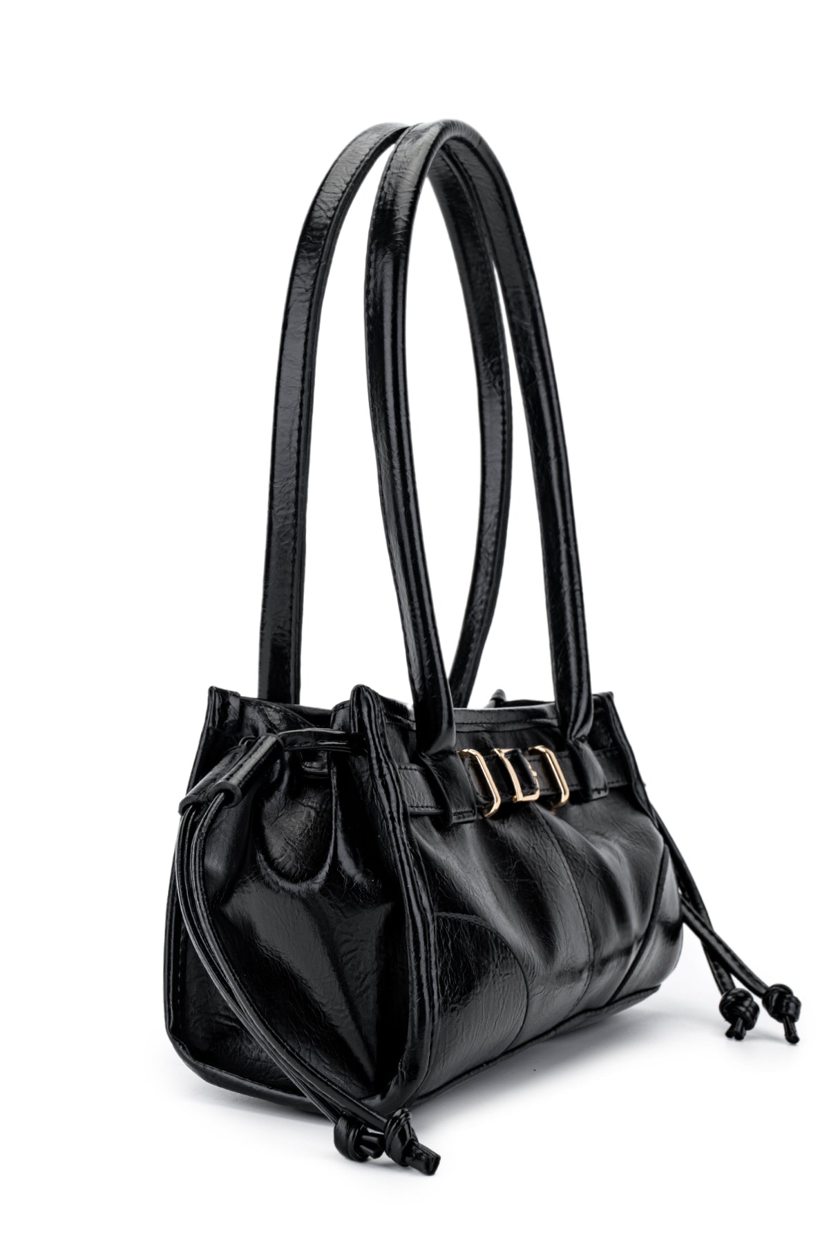 Kemer Detaylı Suni Kılçıllı Deri Kadın Kol Çanta Girls Siyah